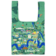 Kind Bag London Medium Reusable Bag - London Map Green