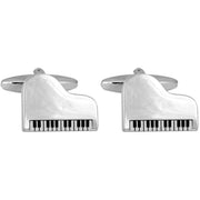 David Van Hagen Grand Piano Cufflinks - Silver/Black/White