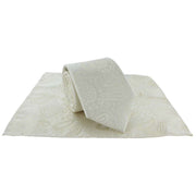 Michelsons of London Tonal Polyester Paisley Pocket Square and Tie Set - Cream