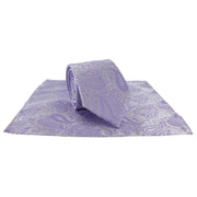 Michelsons of London Tonal Polyester Paisley Pocket Square and Tie Set - Lilac
