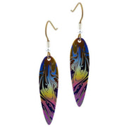 Ti2 Titanium Swirl Pattern Drop Earrings - Blue/Yellow/Pink