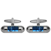 Zennor Spirit Level Cufflinks - Blue/Silver