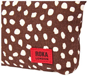 Roka Maida Vale スモール コットン キャンバス ポーチ - ブラウン ドット