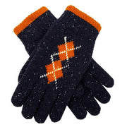 dents-argyle-marl-yarn-knitted-gloves---navypumpkin-orange-34477633