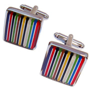 Bassin and Brown Striped Enamel Cufflinks - Multi-colour