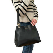 david-jones-twin-handle-multi-pocket-shoulder-bag---black-34507440