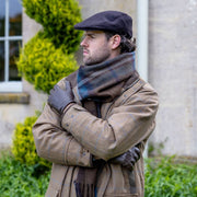 Dents Grafham ヘリンボーン ツイード フラット キャップ - チョコレート ブラウン