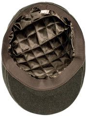 Dents Grafham ヘリンボーン ツイード フラット キャップ - フォレストグリーン