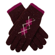 dents-argyle-marl-yarn-knitted-gloves---damson-burgundycassis-pink-34477619