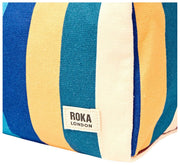 Roka Mayfair スモール コットン キャンバス ウォッシュ バッグ - ワイド マルチ ストライプ