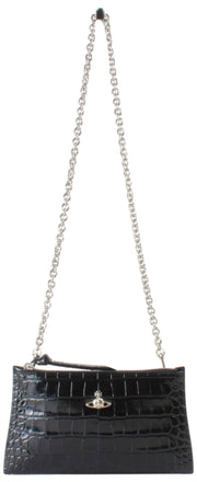 Vivienne Westwood スモール クロコ フラット ジップ クラッチ - ブラック
