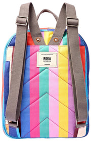 Roka ハンプトン スモール コットン キャンバス バックパック - ワイド マルチ ストライプ