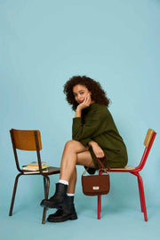 Hindbag Margault キルティング ショルダー バッグ - チョコレートブラウン