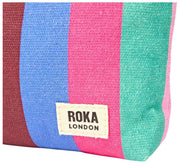 Roka Maida Vale スモール コットン キャンバス ポーチ - ワイド マルチ ストライプ