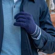 Dents Salcombe リブ ニット グローブ - ネイビー