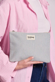 Hindbag Ema ミディアム ジップ ポーチ - ブルー ストライプ