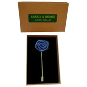 Bassin and Brown Rose Jacket Lapel Pin - Navy