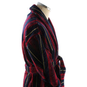 Bown of London Marchand Egyptian Cotton Velour Dressing Gown - Wine/Navy/Gold
