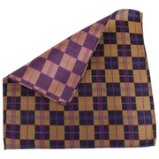 Knightsbridge Neckwear Checked Silk Pocket Square - Navy/Gold