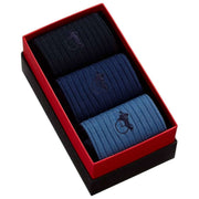London Sock Company Simply 3 足ソックス ボックス セット - ブルー