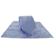 Michelsons of London Delicate Floral Wedding Tie and Pocket Square Set - Light Blue
