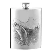 Orton West 6oz Fish Screw Top Hip Flask - Silver