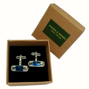 Bassin and Brown Spirit Level Cufflinks - Blue/Silver