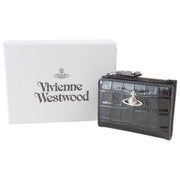 Vivienne Westwood エンボス クロコ スリム フラップ カード ホルダー ウォレット - ブラック