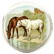 Bassin and Brown Horses Cufflinks - Brown/White
