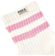 Roka Windsor ストライプ クルー ソックス - ピンク カーネーション