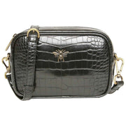 Alice Wheeler London Mini Camera Crossbody Bag - Black Croc