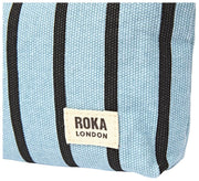 Roka Maida Vale スモール コットン キャンバス ポーチ - ブルー ストライプ