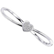 Beginnings Hinged Heart CZ Bangle - Silver