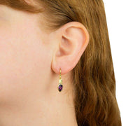 Beginnings Iris Petal Drop Earrings - Gold/Purple/Green