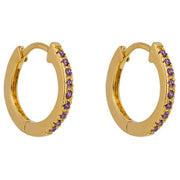 Beginnings Thin Hoop Earrings - Gold/Purple