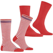 Burlington Everyday ストライプ ミックス ソックス 2 足組 - チューリップ レッド