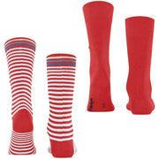 Burlington Everyday ストライプ ミックス ソックス 2 足組 - チューリップ レッド