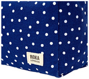 Roka Mayfair スモール コットン キャンバス ウォッシュ バッグ - ネイビー ポルカドット