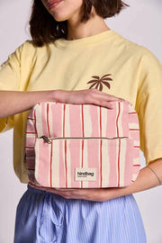 Hindbag Alix 特大トイレタリーバッグ - ピンク/レッドストライプ