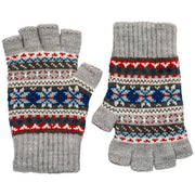 Dents Abstract Half Finger Knitted Gloves - Dove Grey