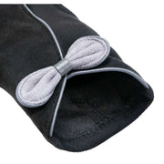 Dents Contrast Trim and Bow Touchscreen Velour-Lined Faux Suede Gloves - Black