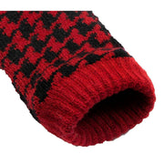 Dents Dogtooth Jacquard Knitted Gloves - Berry Red/Black