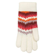 Dents Jacquard Contrasting Stipes Knitted Gloves - Winter White