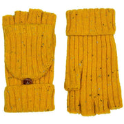 Dents Marl Yarn Half Finger Gloves - Ochre Yellow