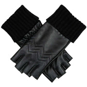 Dents Serena Quilted Chevron Fingerless Leather Gloves - Black