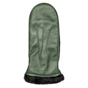 Dents Teresa Three-Point Leather Mittens - Sage Green