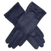 Dents Touchscreen Velour-Lined Faux Suede Gloves - Navy