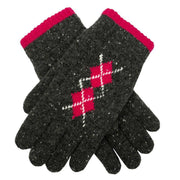 dents-argyle-marl-yarn-knitted-gloves---charcoalfuchsia-pink-34477605