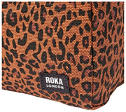 Roka Mayfair スモール コットン キャンバス ウォッシュ バッグ - ミニ レオパード ブラウン