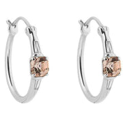 Elements Gold Asscher Cut Morganite and Diamond Hoop Earrings - Pink/Silver